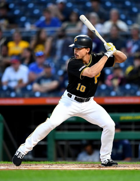 PITTSBURGH, PA – SEPTEMBER 18: Bryan Reynolds #10 of the Pittsburgh Pirates in action during the game against the Seattle Mariners at PNC Park on September 18, 2019 in Pittsburgh, Pennsylvania. (Photo by Joe Sargent/Getty Images)