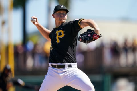 BRADENTON, FL- FEBRUARY 22: Mitch Keller #23 of the Pittsburgh Pirates pitches during a game against the Minnesota Twins on February 21, 2020 at LECOM Park in Bradenton, Florida. (Photo by Brace Hemmelgarn/Minnesota Twins/Getty Images)