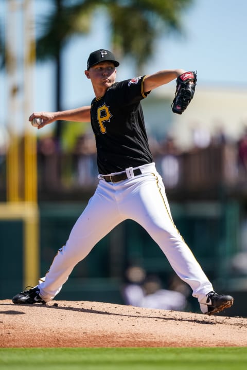 BRADENTON, FL- FEBRUARY 22: Mitch Keller #23 of the Pittsburgh Pirates pitches during a game against the Minnesota Twins on February 21, 2020 at LECOM Park in Bradenton, Florida. (Photo by Brace Hemmelgarn/Minnesota Twins/Getty Images)