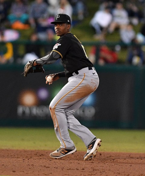 FORT MYERS, FLORIDA – FEBRUARY 29: Ke’Bryan Hayes #13 of the Pittsburgh Pirates in action during the spring training game against the Minnesota Twins at Century Link Sports Complex on February 29, 2020 in Fort Myers, Florida. (Photo by Mark Brown/Getty Images)