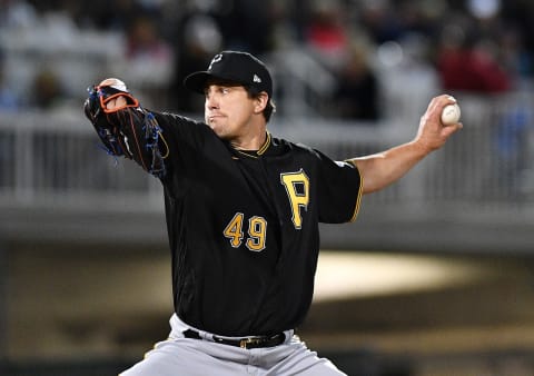 FORT MYERS, FLORIDA – FEBRUARY 29: Derek Holland #49 of the Pittsburgh Pirates delivers a pitch during the spring training game against the Minnesota Twins at Century Link Sports Complex on February 29, 2020 in Fort Myers, Florida. (Photo by Mark Brown/Getty Images)