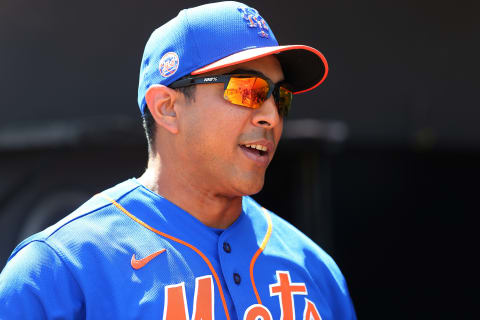 PORT ST. LUCIE, FL – MARCH 11: Manager Luis Rojas #19 of the New York Mets before a spring training baseball game against the St. Louis Cardinals at Clover Park at on March 11, 2020 in Port St. Lucie, Florida. (Photo by Rich Schultz/Getty Images)