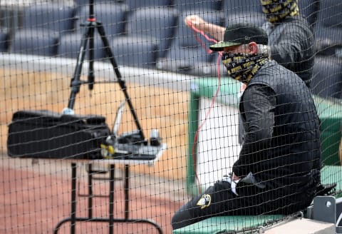 PITTSBURGH, PA – JULY 07: Manager Derek Shelton of the Pittsburgh Pirates looks on during summer workouts at PNC Park on July 7, 2020 in Pittsburgh, Pennsylvania. (Photo by Justin Berl/Getty Images)