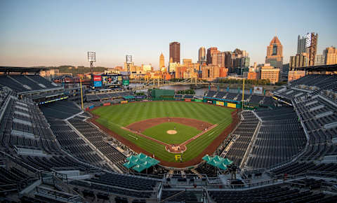 PITTSBURGH, PA – JULY 18: A general view of the field in the fifth inning during the exhibition game between the Pittsburgh Pirates and the Cleveland Indians at PNC Park on July 18, 2020 in Pittsburgh, Pennsylvania. (Photo by Justin Berl/Getty Images)