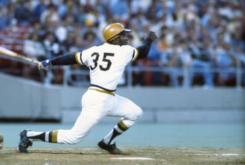 PITTSBURGH, PA – CIRCA 1971: Manny Sanguillen #35 of the Pittsburgh Pirates bats during an Major League Baseball game circa 1971 at Three Rivers Stadium in Pittsburgh, Pennsylvania. Sanguillen played for the Pirates from 1967-76 and 78-80. (Photo by Focus on Sport/Getty Images)