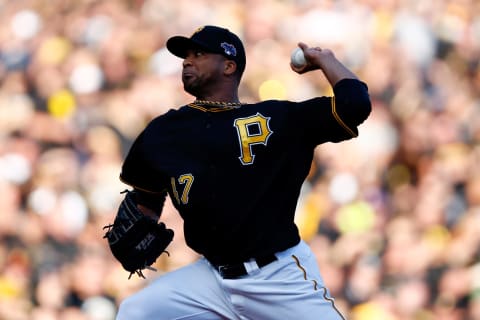 PITTSBURGH, PA – OCTOBER 06: Francisco Liriano #47 of the Pittsburgh Pirates pitches against the St. Louis Cardinals during Game Three of the National League Division Series at PNC Park on October 6, 2013 in Pittsburgh, Pennsylvania. (Photo by Justin K. Aller/Getty Images)