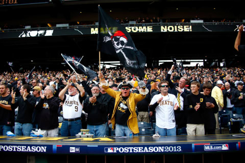 PITTSBURGH, PA – OCTOBER 07: Pittsburgh Pirates fans cheer during Game Four of the National League Division Series against the St. Louis Cardinals at PNC Park on October 7, 2013 in Pittsburgh, Pennsylvania. (Photo by Justin K. Aller/Getty Images)