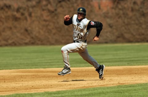 CHICAGO – APRIL 11: Catcher Jason Kendall #18 of the Pittsburgh Pirates rounds second base on his way to third during the game against the Chicago Cubs at Wrigley Field on April 11, 2003 in Chicago, Illinois. The Pirates defeated the Cubs 3-2. (Photo by Jonathan Daniel/Getty Images)