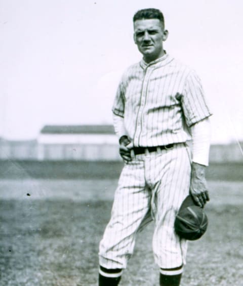 PITTSBURGH, PA – 1923: Max Cary, Hall of Fame outfielder, stops for a photo in the outfield in 1923 in Forbes Field in Pittsburgh, Pennsylvania. (Photo Reproduction by Transcendental Graphics/Getty Images)