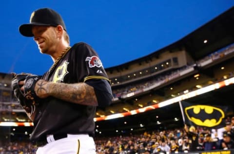 PITTSBURGH, PA – OCTOBER 03: A.J. Burnett #34 of the Pittsburgh Pirates takes the field in the first inning for his final career regular season game against the Cincinnati Reds during the game at PNC Park on October 3, 2015 in Pittsburgh, Pennsylvania. (Photo by Jared Wickerham/Getty Images)