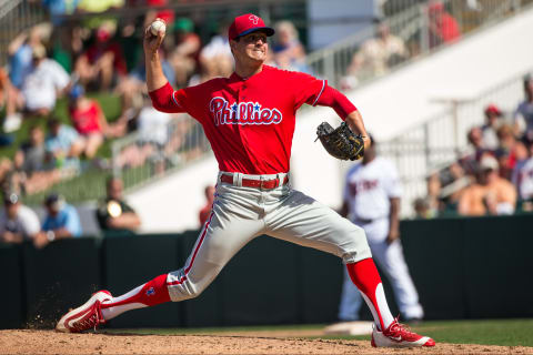 FORT MYERS, FL- MARCH 09: Mark Appel #66 of the Philadelphia Phillies pitches against the Minnesota Twins during a spring training game on March 9, 2016 at Hammond Stadium in Fort Myers, Florida. (Photo by Brace Hemmelgarn/Minnesota Twins/Getty Images)