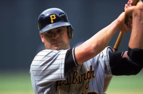 9 Apr 2000: Jason Kendall #18 of the Pittsburgh Pirates practices batting during the game against the Arizona Diamondbacks at the Bank One Ballpark in Phoenix, Arizona. The Diamondbacks defeated the Pirates 1-0.