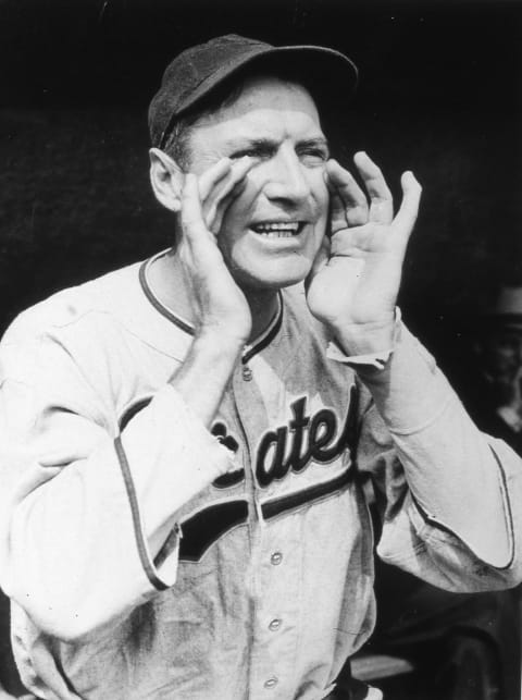 PITTSBURGH – 1939. Pie Traynor, manager for the Pittsburgh Pirates, calls out instructions during a game at Forbes Field in 1939. (Photo by Mark Rucker/Transcendental Graphics, Getty Images)