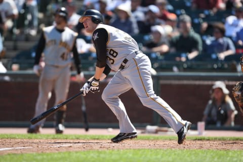 SAN FRANCISCO – AUGUST 11: Jason Bay of the Pittsburgh Pirates bats during the game against the San Francisco Giants at AT&T Park in San Francisco, California on August 11, 2007. The Pirates defeated the Giants 13-3. (Photo by Brad Mangin/MLB Photos via Getty Images)