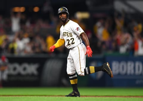 PITTSBURGH, PA – JULY 14: Andrew McCutchen #22 of the Pittsburgh Pirates celebrates a three run home run by Josh Bell #55 (not pictured) during the ninth inning against the St. Louis Cardinals at PNC Park on July 14, 2017 in Pittsburgh, Pennsylvania. Pittsburgh won the game 5-2. (Photo by Joe Sargent/Getty Images)