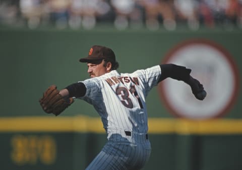 Ed Whitson, pitcher for the San Diego Padres during the Major League Baseball National League West game against the Philadelphia Phillies on 16 May 1990 at Jack Murphy Stadium, San Diego, California, United States. The Phillies won the game 6 – 5. (Photo by Stephen Dunn/Allsport/Getty Images)