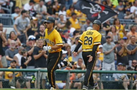 PITTSBURGH, PA – AUGUST 05: Adam Frazier #26 of the Pittsburgh Pirates rounds third after hitting a home run in the seventh inning against the St. Louis Cardinals at PNC Park on August 5, 2018 in Pittsburgh, Pennsylvania. (Photo by Justin K. Aller/Getty Images)