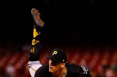 ST. LOUIS, MO – SEPTEMBER 11: Nick Burdi #57 of the Pittsburgh Pirates makes his MLB debut pitching against the St. Louis Cardinals in the eighth inning at Busch Stadium on September 11, 2018 in St. Louis, Missouri. (Photo by Dilip Vishwanat/Getty Images)