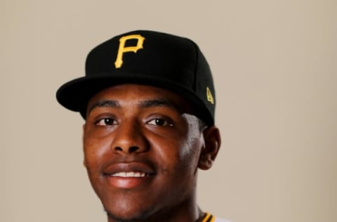 BRADENTON, FLORIDA – FEBRUARY 20: Ke’Bryan Hayes #77 of the Pittsburgh Pirates poses for a portrait during the Pittsburgh Pirates Photo Day on February 20, 2019 at Pirate City in Bradenton, Florida. (Photo by Elsa/Getty Images)