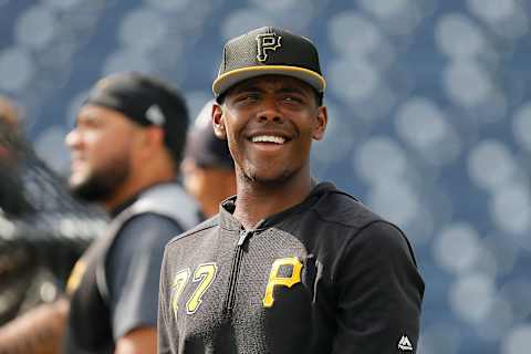 TAMPA, FLORIDA – MARCH 10: Ke’Bryan Hayes #77 of the Pittsburgh Pirates looks on during batting practice prior to the Grapefruit League spring training game against the New York Yankees at Steinbrenner Field on March 10, 2019 in Tampa, Florida. (Photo by Michael Reaves/Getty Images)