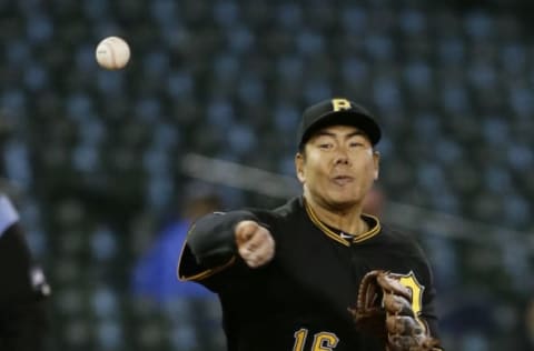 DETROIT, MI – APRIL 17: Jung Ho Kang #16 of the Pittsburgh Pirates throws out Josh Harrison of the Detroit Tigers at first base during the seventh inning at Comerica Park on April 17, 2019 in Detroit, Michigan. (Photo by Duane Burleson/Getty Images)