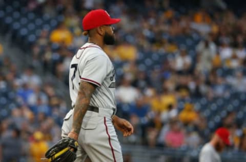 PITTSBURGH, PA – JUNE 01: Felipe Vazquez #73 of the Pittsburgh Pirates reacts after giving up the game tying home run in the ninth inning against the Milwaukee Brewers at PNC Park on June 1, 2019 in Pittsburgh, Pennsylvania. (Photo by Justin K. Aller/Getty Images)