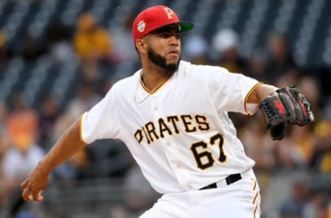 PITTSBURGH, PA – JULY 06: Dario Agrazal #67 of the Pittsburgh Pirates delivers a pitch in the first inning during the game against the Milwaukee Brewers at PNC Park on July 6, 2019 in Pittsburgh, Pennsylvania. (Photo by Justin Berl/Getty Images)