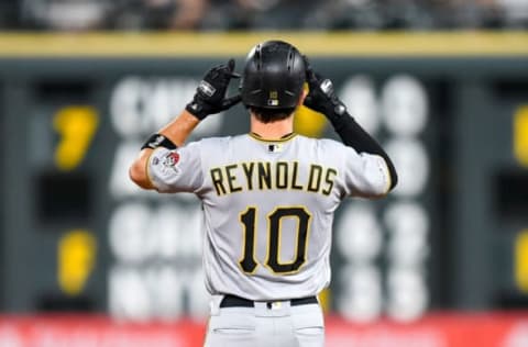 DENVER, CO – AUGUST 31: Bryan Reynolds #10 of the Pittsburgh Pirates celebrates a run-scoring double against the Colorado Rockies in the seventh inning of a game at Coors Field on August 31, 2019 in Denver, Colorado. (Photo by Dustin Bradford/Getty Images)