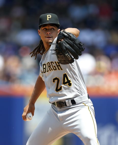 NEW YORK, NEW YORK – JULY 28: Chris Archer #24 of the Pittsburgh Pirates in action against the New York Mets at Citi Field on July 28, 2019 in New York City. The Mets defeated the Pirates 8-7. (Photo by Jim McIsaac/Getty Images)