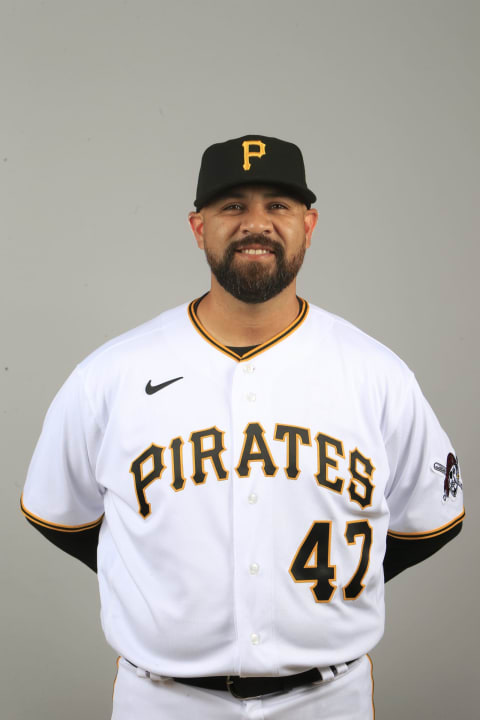 BRADENTON, FL – FEBRUARY 19: Oscar Marin #47 of the Pittsburgh Pirates poses for a photo during the Pirates’ photo day on February 19, 2020 at Pirate City in Bradenton, Florida. (Photo by Brian Blanco/Getty Images)