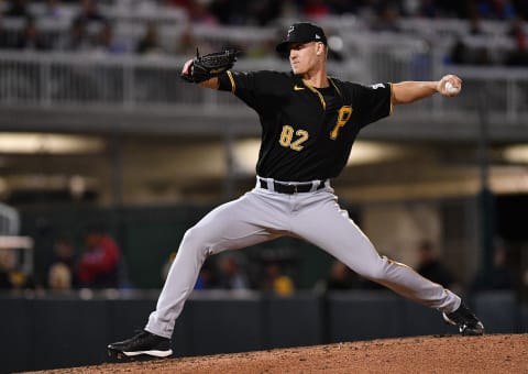 FORT MYERS, FLORIDA – FEBRUARY 29: Blake Weiman #82 of the Pittsburgh Pirates delivers a pitch during the spring training game against the Minnesota Twins at Century Link Sports Complex on February 29, 2020 in Fort Myers, Florida. (Photo by Mark Brown/Getty Images)