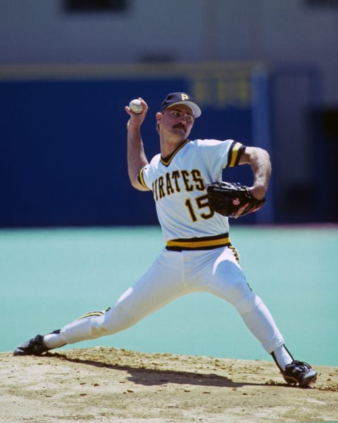 PITTSBURGH, PA – 1988: Pitcher Doug Drabek #15 of the Pittsburgh Pirates pitches during a Major League Baseball game at Three Rivers Stadium in 1988 in Pittsburgh, Pennsylvania. (Photo by George Gojkovich/Getty Images)