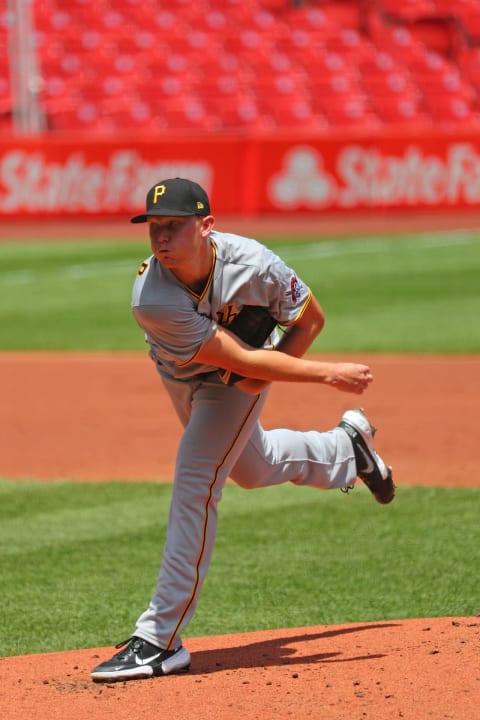 ST LOUIS, MO – JULY 26: Mitch Keller #23 of the Pittsburgh Pirates delivers a pitch against the St. Louis Cardinals in the first inning at Busch Stadium on July 26, 2020 in St Louis, Missouri. (Photo by Dilip Vishwanat/Getty Images)