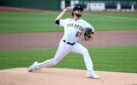 PITTSBURGH, PA – AUGUST 06: JT Brubaker #65 of the Pittsburgh Pirates delivers a pitch in the first inning during the game against the Minnesota Twins at PNC Park on August 6, 2020 in Pittsburgh, Pennsylvania. (Photo by Justin Berl/Getty Images)