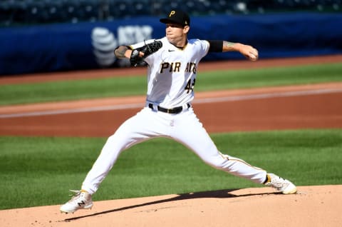 PITTSBURGH, PA – SEPTEMBER 04: Steven Brault #43 of the Pittsburgh Pirates delivers a pitch in the first inning during game one of a doubleheader against the Cincinnati Reds at PNC Park on September 4, 2020 in Pittsburgh, Pennsylvania. (Photo by Justin Berl/Getty Images)