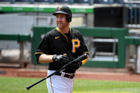 PITTSBURGH, PA – MAY 02: Todd Frazier #99 of the Pittsburgh Pirates walks back to the dugout after striking out in the first inning during the game against the St. Louis Cardinals at PNC Park on May 2, 2021 in Pittsburgh, Pennsylvania. (Photo by Justin Berl/Getty Images)