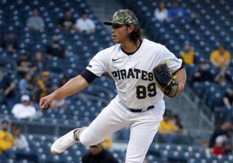 PITTSBURGH, PA – MAY 14: Miguel Yajure #89 of the Pittsburgh Pirates pitches in the first inning against the San Francisco Giants at PNC Park on May 14, 2021 in Pittsburgh, Pennsylvania. (Photo by Justin K. Aller/Getty Images)