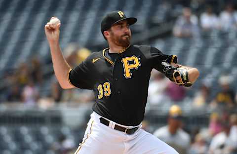 PITTSBURGH, PA – AUGUST 04: Zach Thompson #39 of the Pittsburgh Pirates delivers a pitch in the first inning during the game against the Milwaukee Brewers at PNC Park on August 4, 2022 in Pittsburgh, Pennsylvania. (Photo by Justin Berl/Getty Images)