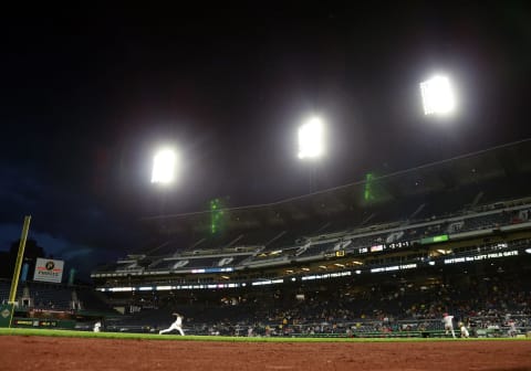 PITTSBURGH, PA – SEPTEMBER 26: Roansy Contreras #59 of the Pittsburgh Pirates pitches to Kyle Farmer #17 of the Cincinnati Reds in the third inning during the game at PNC Park on September 26, 2022 in Pittsburgh, Pennsylvania. (Photo by Justin K. Aller/Getty Images)