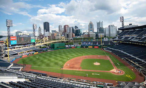 PITTSBURGH, PA – AUGUST 23: A general view of the field during the game between the Pittsburgh Pirates and the Milwaukee Brewers at PNC Park on August 23, 2020 in Pittsburgh, Pennsylvania. (Photo by Justin Berl/Getty Images) *** Local Caption ***