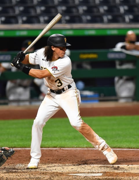 PITTSBURGH, PA – AUGUST 21: Cole Tucker #3 of the Pittsburgh Pirates in action during the game against the Milwaukee Brewers at PNC Park on August 21, 2020 in Pittsburgh, Pennsylvania. (Photo by Joe Sargent/Getty Images)