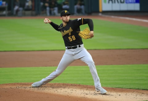 CINCINNATI, OHIO – SEPTEMBER 15: Joe Musgrove #59 of the Pittsburgh Pirates throws a pitch against the Cincinnati Reds at Great American Ball Park on September 15, 2020 in Cincinnati, Ohio. (Photo by Andy Lyons/Getty Images)