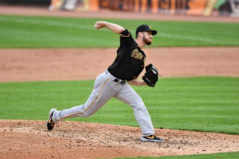 CINCINNATI, OH – SEPTEMBER 14: Chris Stratton #46 of the Pittsburgh Pirates pitches against the Cincinnati Reds during game one of a doubleheader at Great American Ball Park on September 14, 2020 in Cincinnati, Ohio. (Photo by Jamie Sabau/Getty Images)