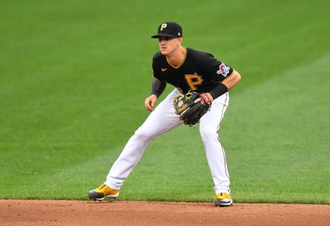 PITTSBURGH, PA – SEPTEMBER 18: Kevin Newman #27 of the Pittsburgh Pirates in action during the game against the St. Louis Cardinals at PNC Park on September 18, 2020 in Pittsburgh, Pennsylvania. (Photo by Joe Sargent/Getty Images)