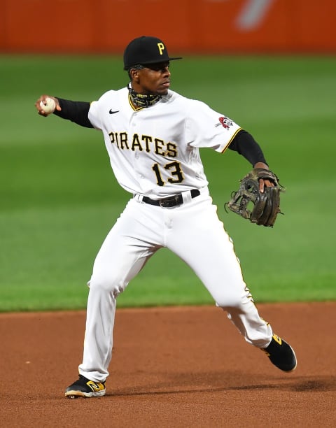 PITTSBURGH, PA – SEPTEMBER 18: Ke’Bryan Hayes #13 of the Pittsburgh Pirates in action during the game against the St. Louis Cardinals in game two of a doubleheader at PNC Park on September 18, 2020 in Pittsburgh, Pennsylvania. (Photo by Joe Sargent/Getty Images)