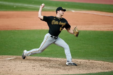 CLEVELAND, OH – SEPTEMBER 27: Blake Cederlind #62 of the Pittsburgh Pirates pitches during the game against the Cleveland Indians at Progressive Field on September 27, 2020 in Cleveland, Ohio. Cleveland defeated Pittsburgh 8-6. (Photo by Kirk Irwin/Getty Images)