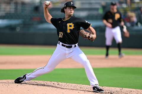 BRADENTON, FLORIDA – MARCH 02: Max Kranick #67 of the Pittsburgh Pirates throws a pitch during the fifth inning against the Detroit Tigers during a spring training game at LECOM Park on March 02, 2021 in Bradenton, Florida. (Photo by Douglas P. DeFelice/Getty Images)