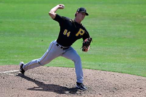 SARASOTA, FLORIDA – MARCH 15: Quinn Priester #84 of the Pittsburgh Pirates throws a pitch during the fifth inning against the Baltimore Orioles during a spring training game at Ed Smith Stadium on March 15, 2021 in Sarasota, Florida. (Photo by Douglas P. DeFelice/Getty Images)