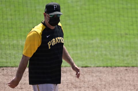 SARASOTA, FLORIDA – MARCH 15: Manager Derek Shelton #17 of the Pittsburgh Pirates looks on during the fifth inning against the Baltimore Orioles during a spring training game at Ed Smith Stadium on March 15, 2021 in Sarasota, Florida. (Photo by Douglas P. DeFelice/Getty Images)