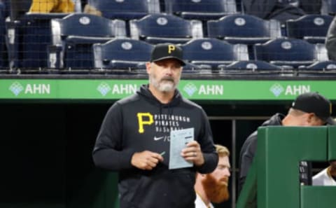 PITTSBURGH, PA – JUNE 22: Manager Derek Shelton #17 of the Pittsburgh Pirates in action against the Chicago White Sox during inter-league play at PNC Park on June 22, 2021 in Pittsburgh, Pennsylvania. (Photo by Justin K. Aller/Getty Images)